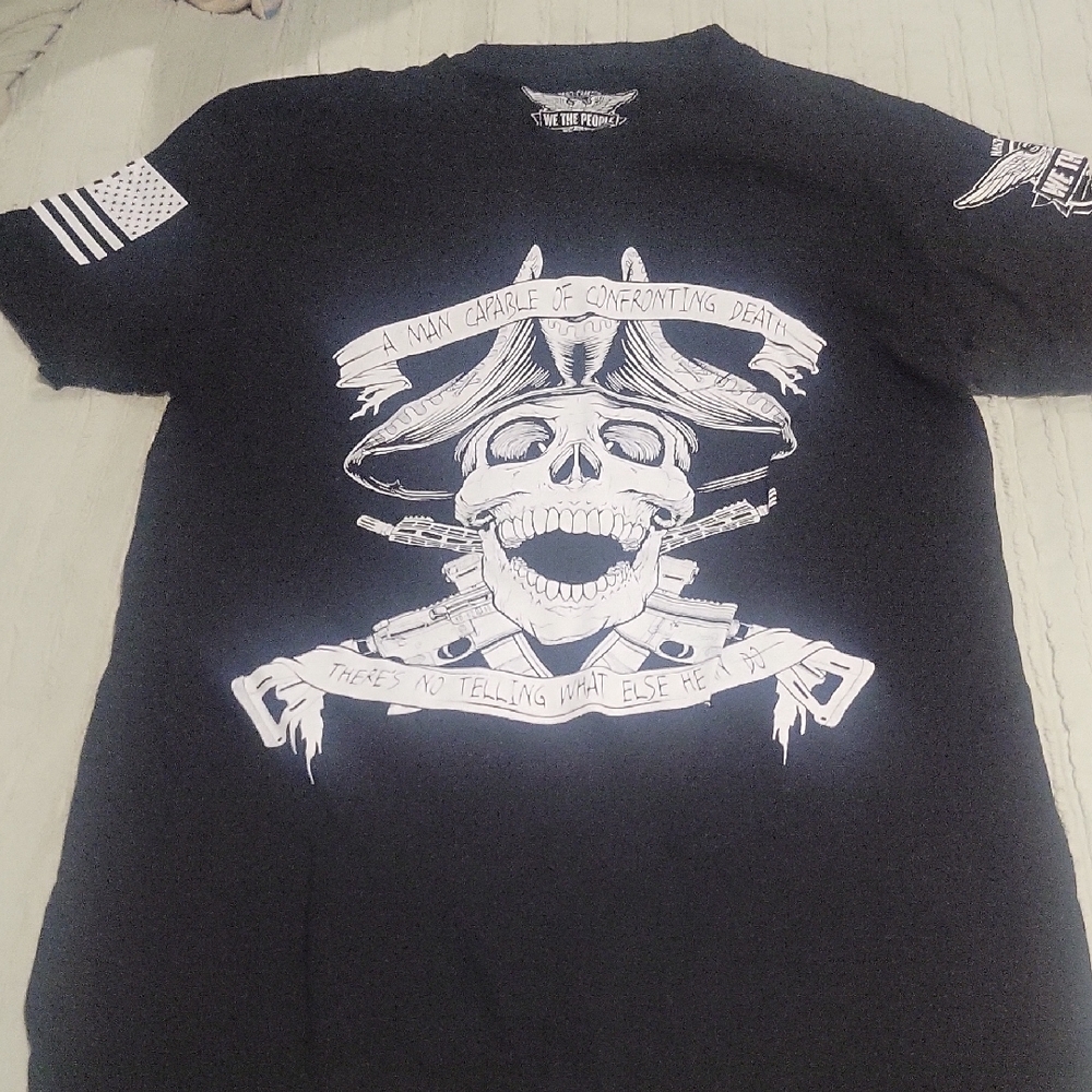 We the People Black and White Skull Graphic Tee